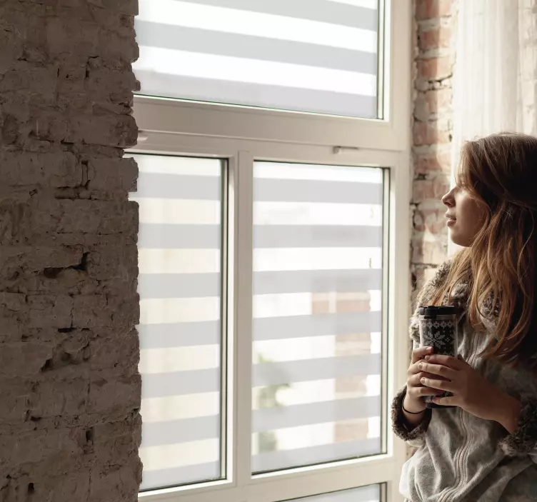 Autocollant fenêtre cuisine motif lignes opaques - TenStickers