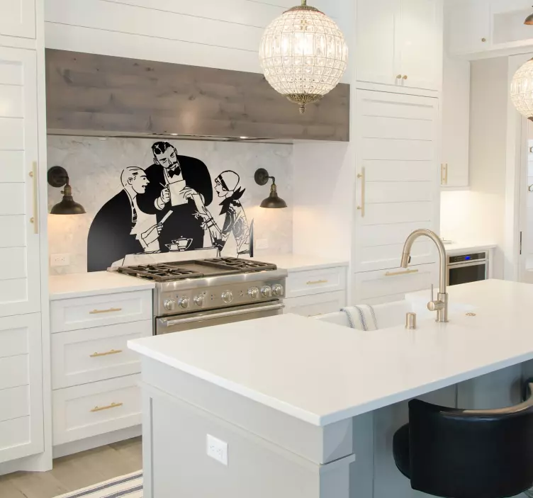 Sticker cuisine couple restaurant - TenStickers