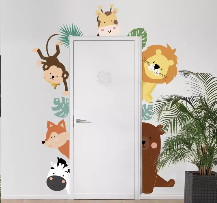 Autocollant sticker animaux à la porte - TenStickers