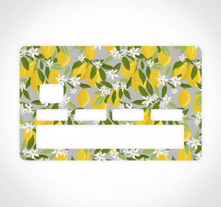 Sticker carte bancaire motif floral citron - TenStickers