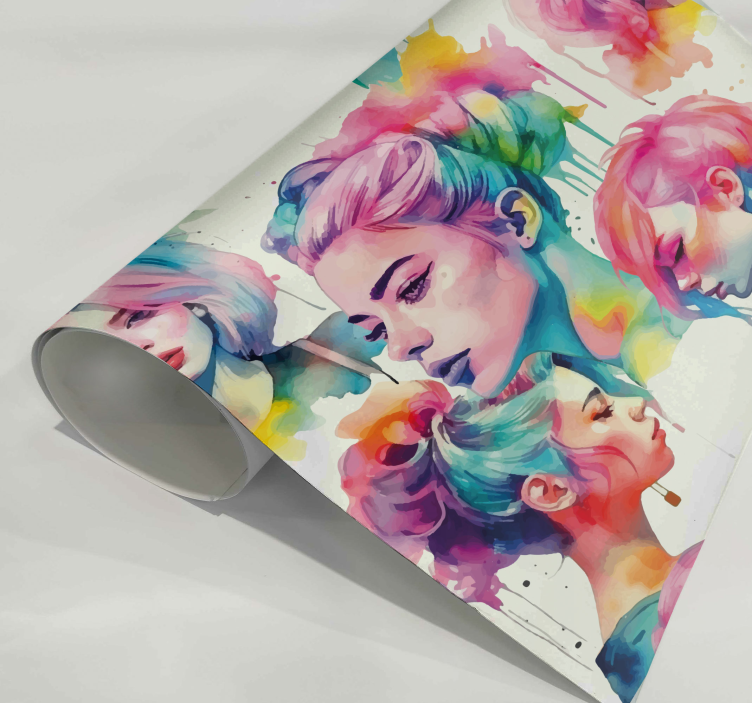 Adhésif meuble femme aquarelle multicolore - TenStickers