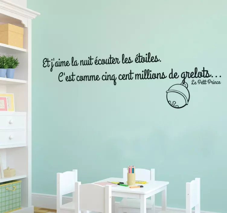 Sticker mural citation en français Petit Prince étoiles - TenStickers