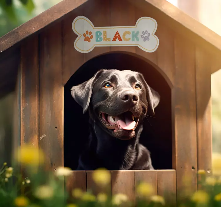 Sticker nom pour niche de chien - TenStickers