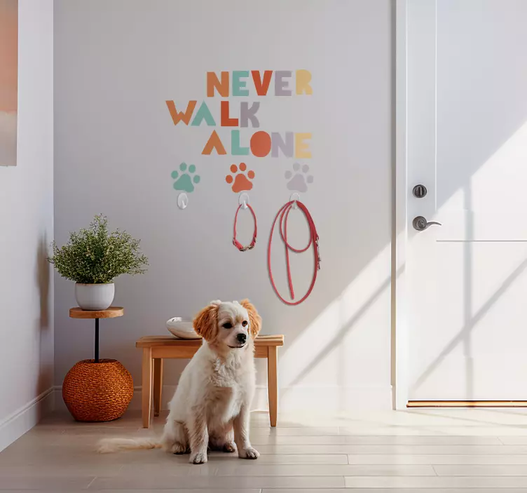 Sticker mural laisse de chien promenade - TenStickers