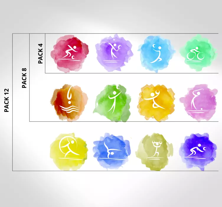 Sticker sport icônes sportives colorées - TenStickers