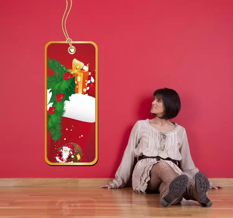 Sticker vitrine Noël étiquette cadeaux - TenStickers