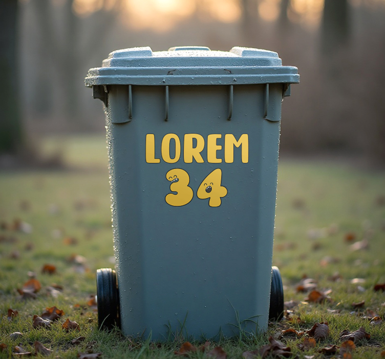 Sticker poubelle visages de chiffres ludiques - TenStickers