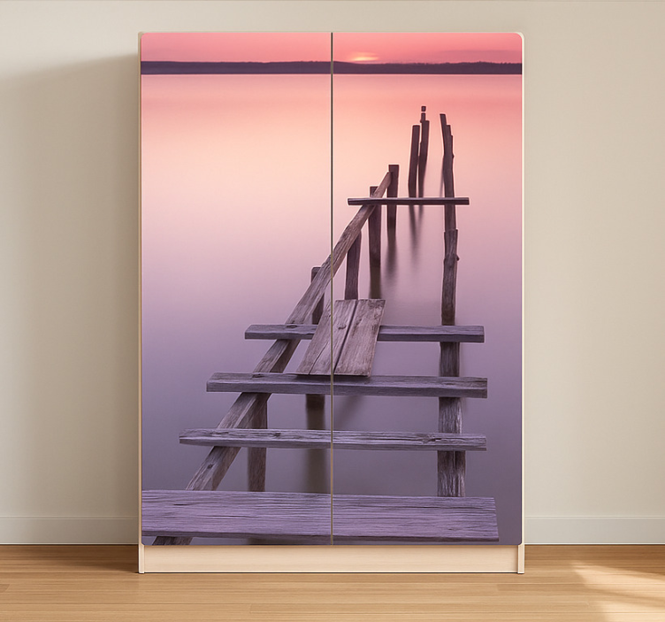 Adhésif meuble terrasse au coucher du soleil - TenStickers