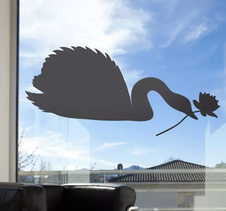 Adhésif mural cygne avec fleur - TenStickers