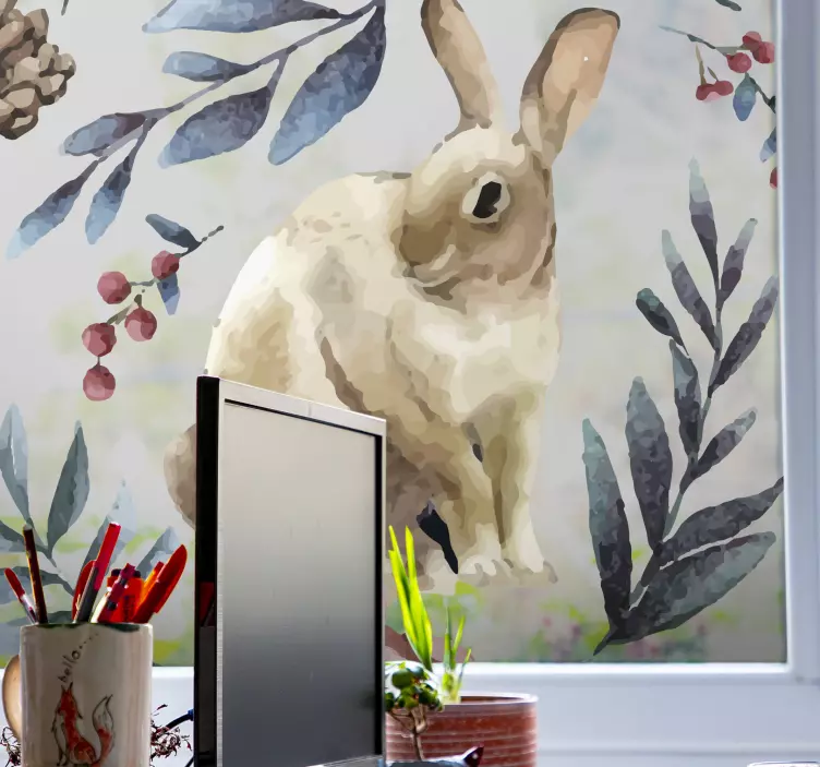 Autocollant animal de compagnie lapin dans la verdure - TenStickers