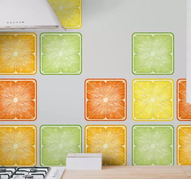 Sticker carrelage agrumes colorés - TenStickers