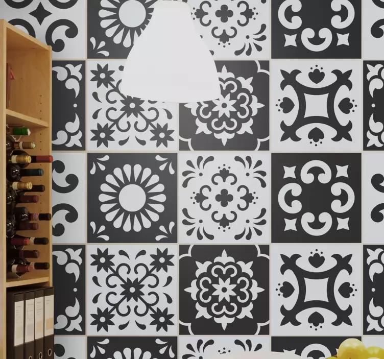 Carrelage adhésif salle de bain noir et blanc Dagoberto - TenStickers
