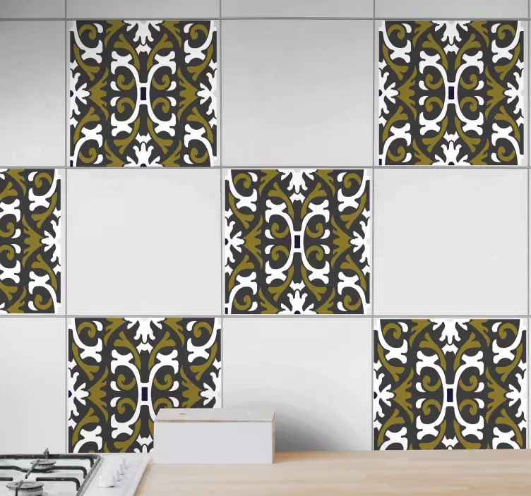 Carrelage adhésif salle de bain floraux beiges vintage - TenStickers