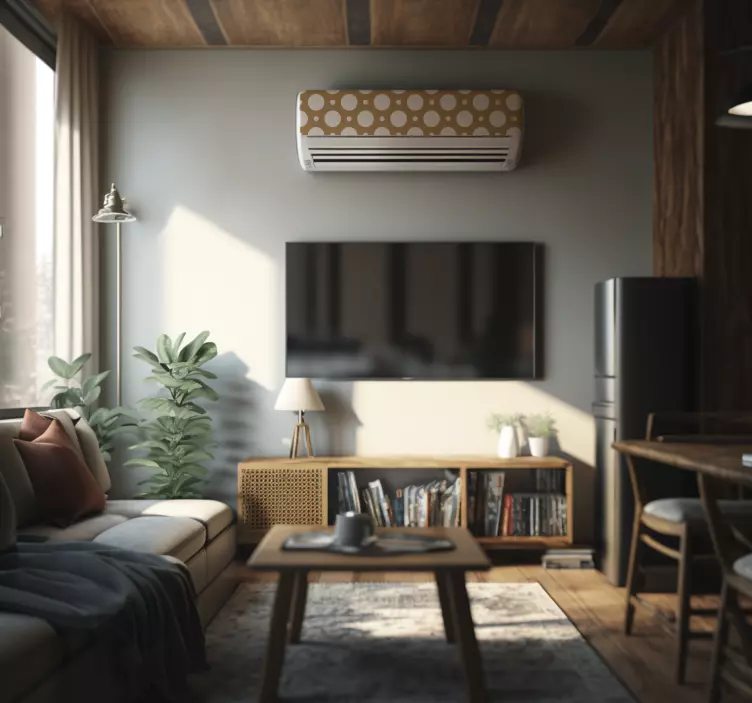 Sticker climatiseur à pois blancs sur fond brun - TenStickers