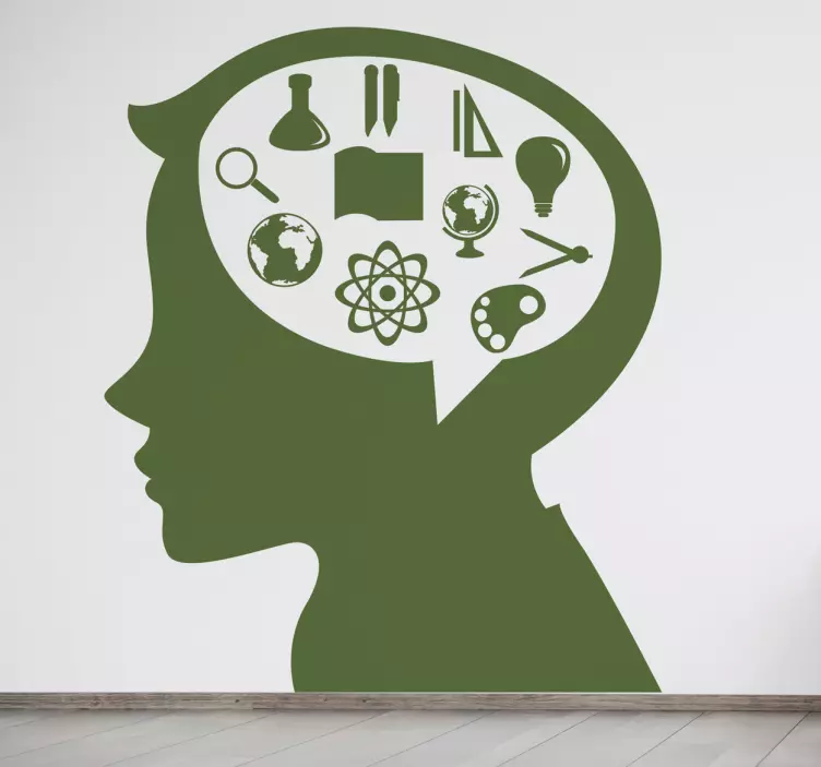 Autocollant enfant profil cerveau études - TenStickers