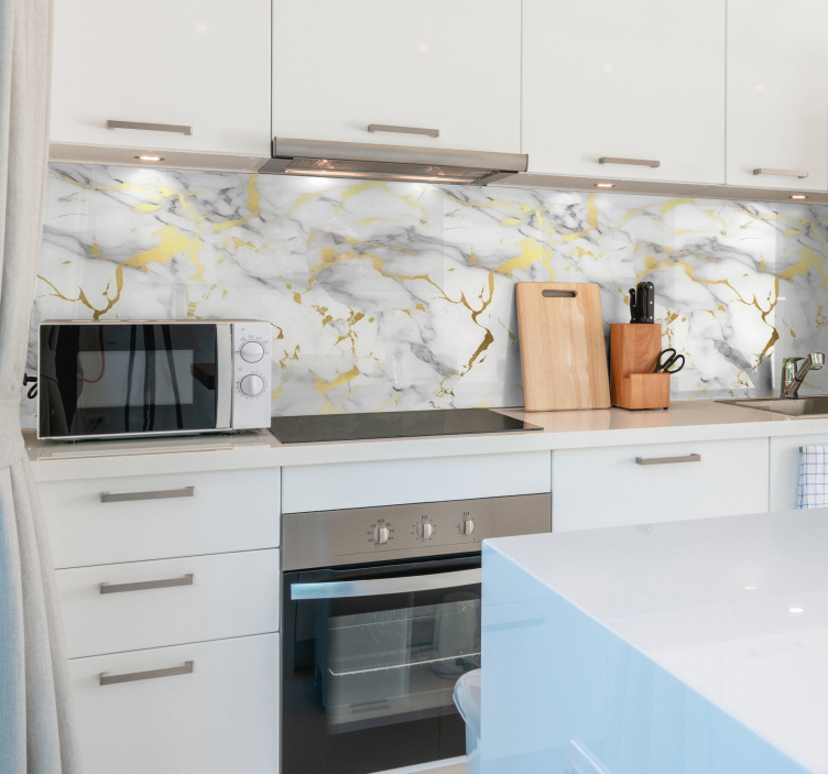 Sticker imitation marbre blanc et doré - TenStickers