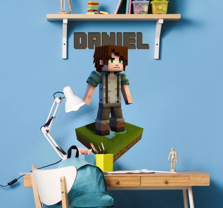 Sticker personnage jeux vidéo avec prénom - TenStickers