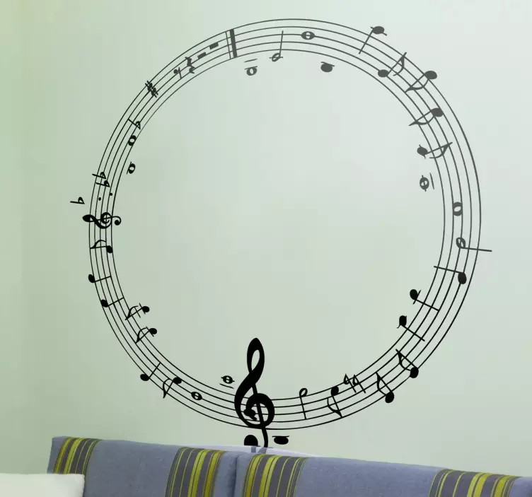 Autocollant mural cercle musical - TenStickers