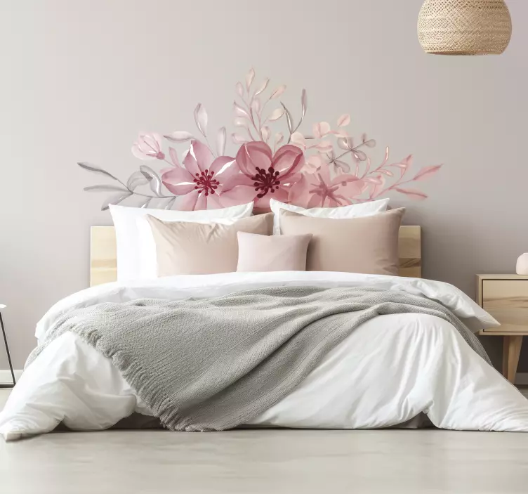 Sticker chambre fleurs roses - TenStickers