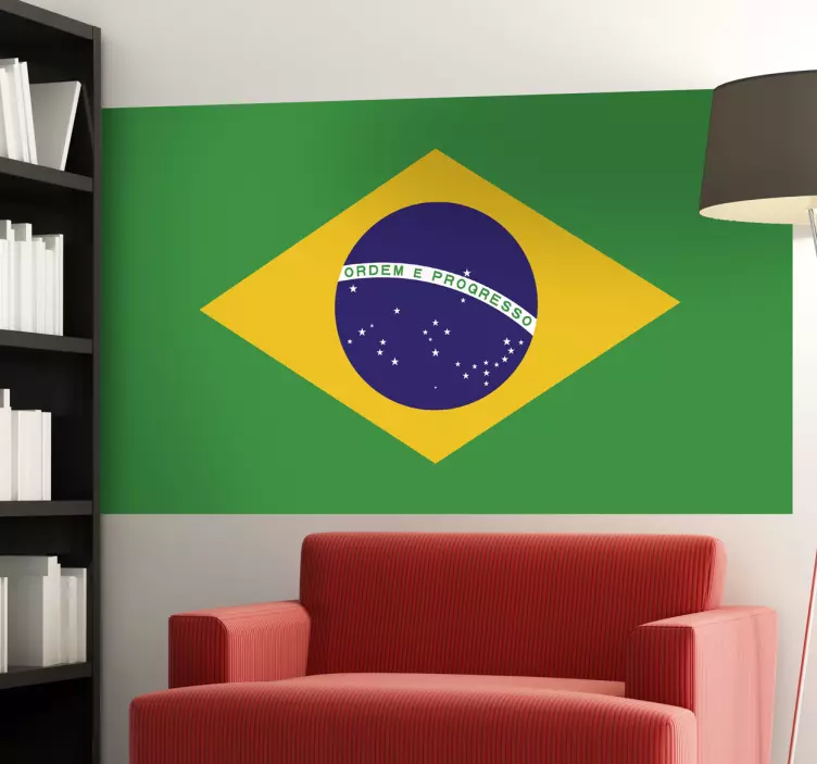 Autocollant mural drapeau Brésil - TenStickers