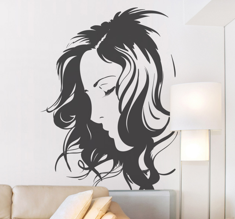 Autocollant mural femme profil - TenStickers
