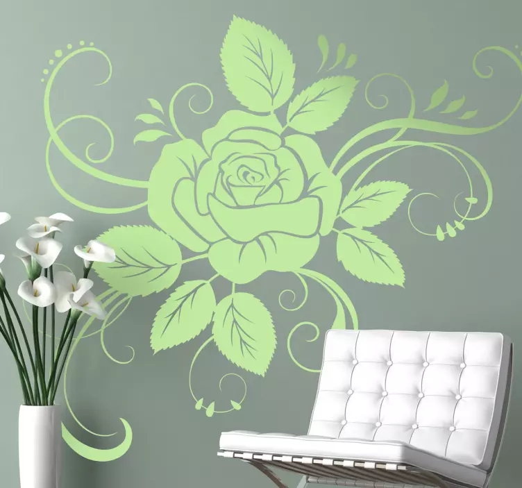 Autocollant mural floral rose détaillée - TenStickers