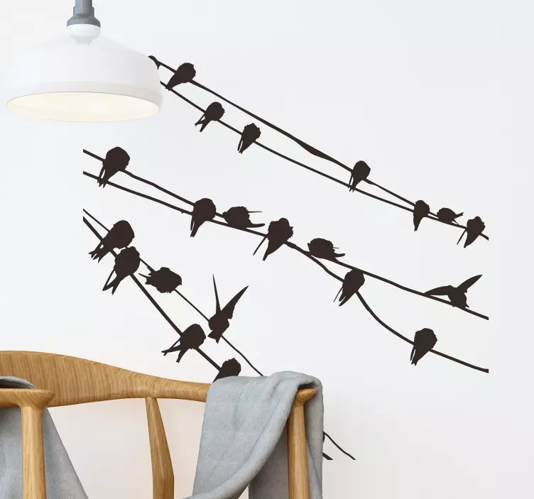 Autocollant mural oiseaux sur cables - TenStickers