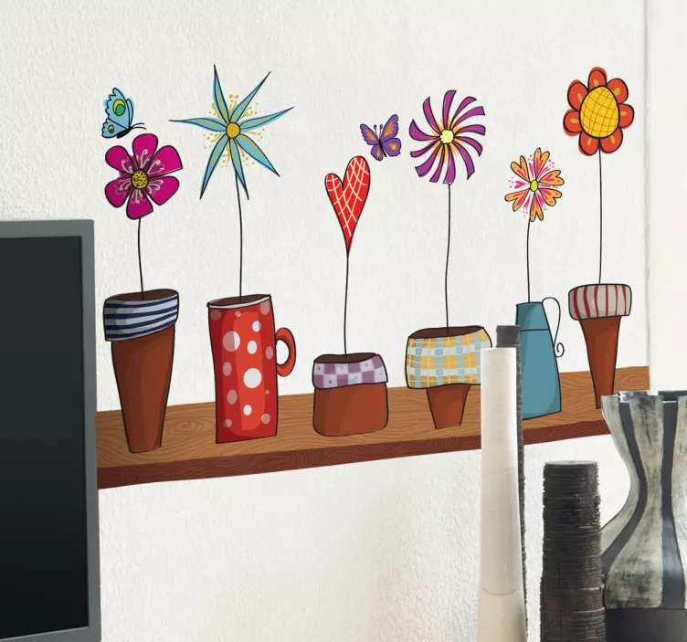 Autocollant mural pots de fleurs - TenStickers