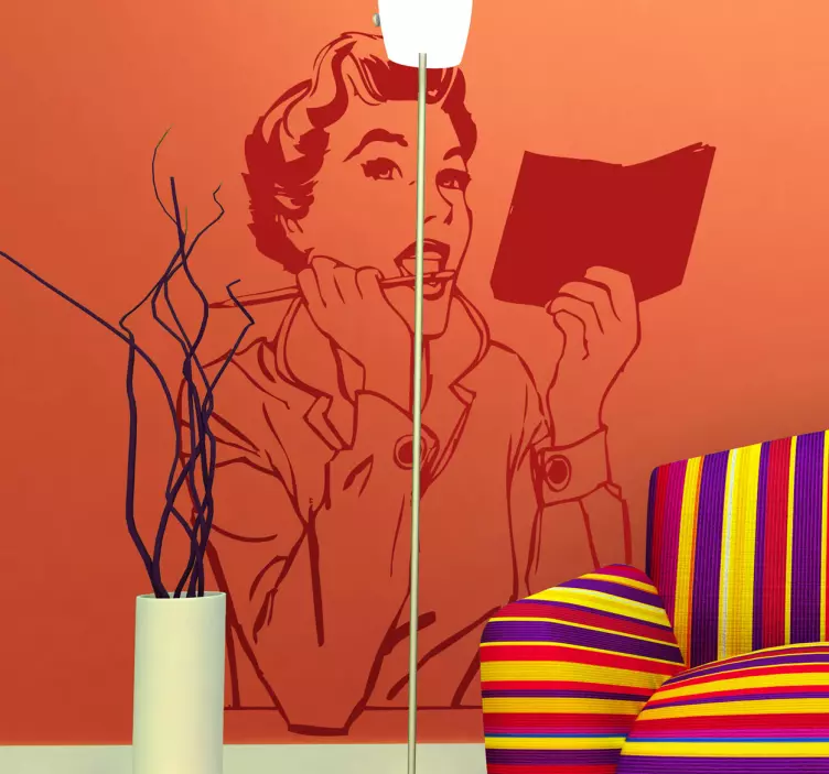 Autocollant mural secrétaire rétro - TenStickers