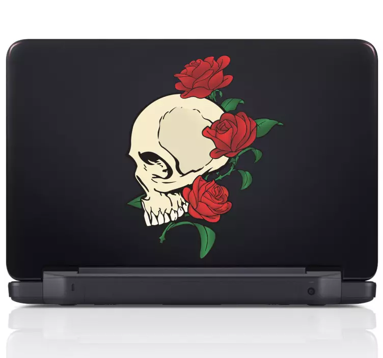 Autocollant pc portable roses crâne - TenStickers