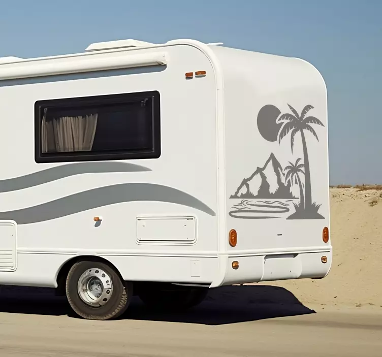 Sticker pour camping-car palmiers et montagnes - TenStickers