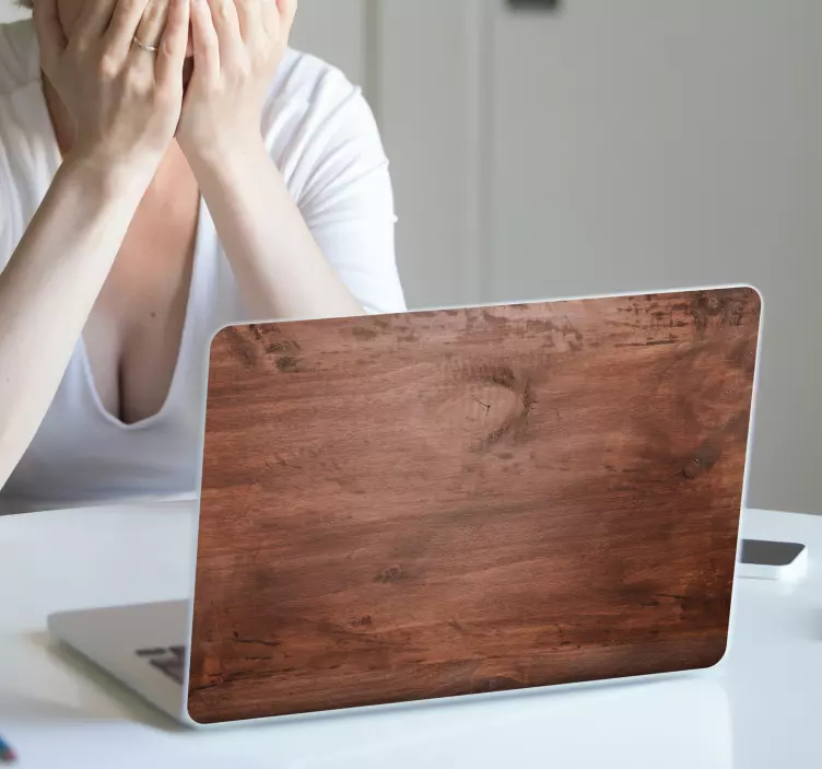 Autocollant pour ordinateur portable motif bois - TenStickers