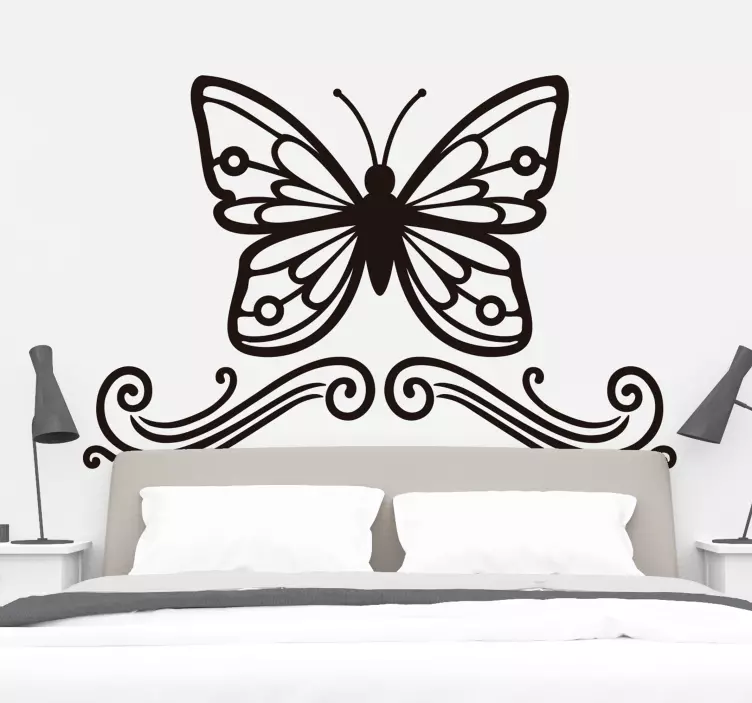 Sticker papillon ornemental monochrome - TenStickers