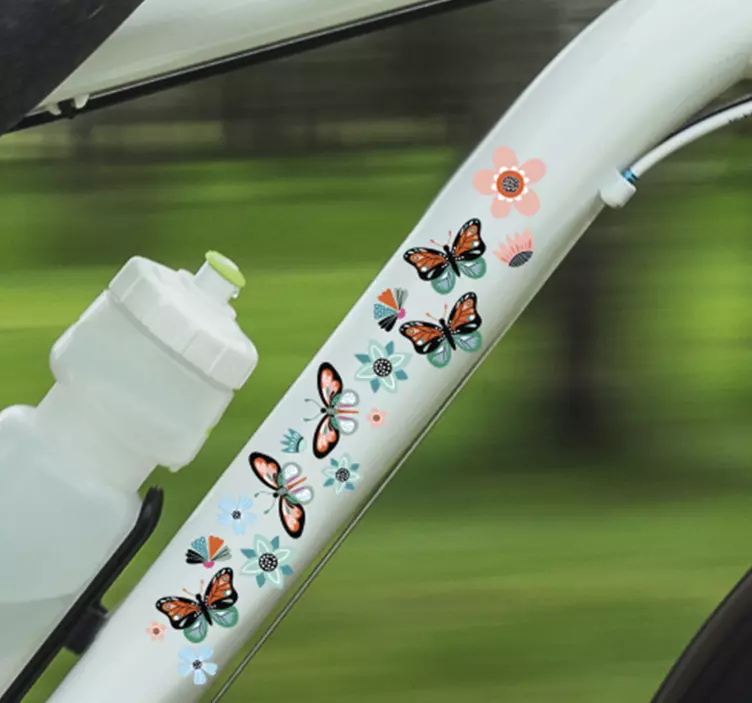 Sticker Vélo Papillons et Fleurs - TenStickers
