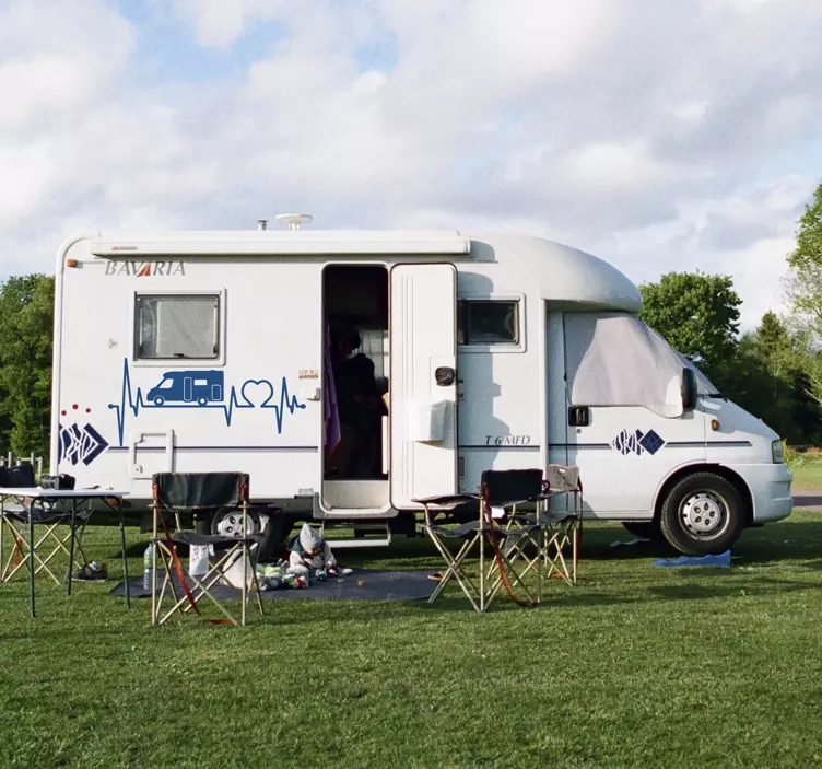 Sticker Camping Car Cardiogramme - TenStickers