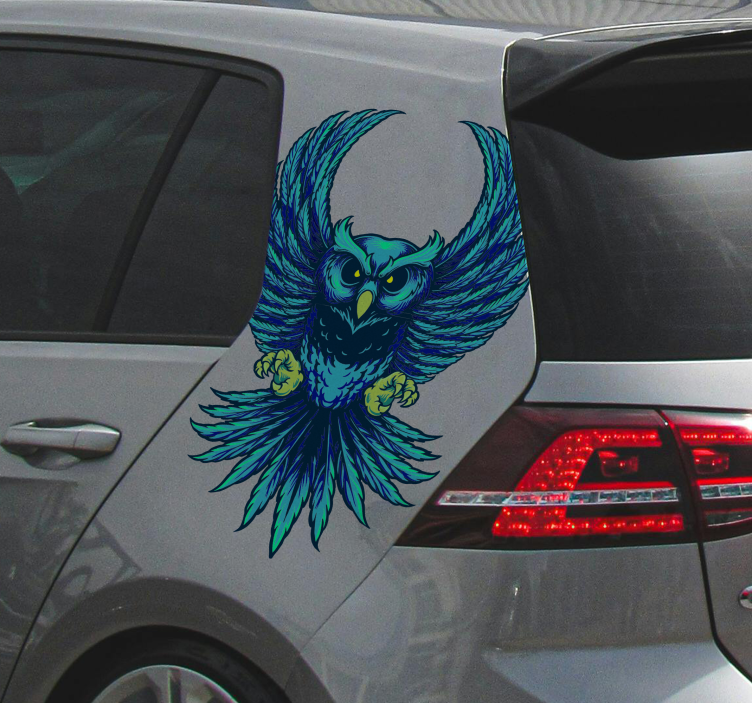 autocollant voiture hibou volant - TenStickers