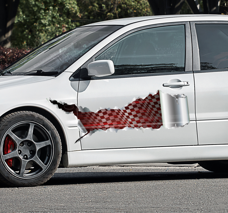 autocollant voiture tôle déchirée course - TenStickers