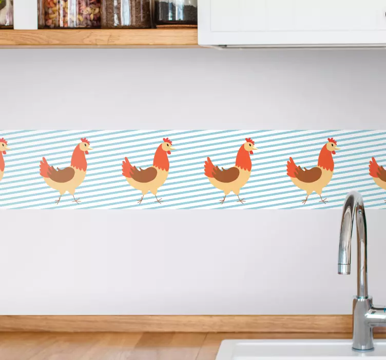 Frise autocollante poulets sur rayures - TenStickers