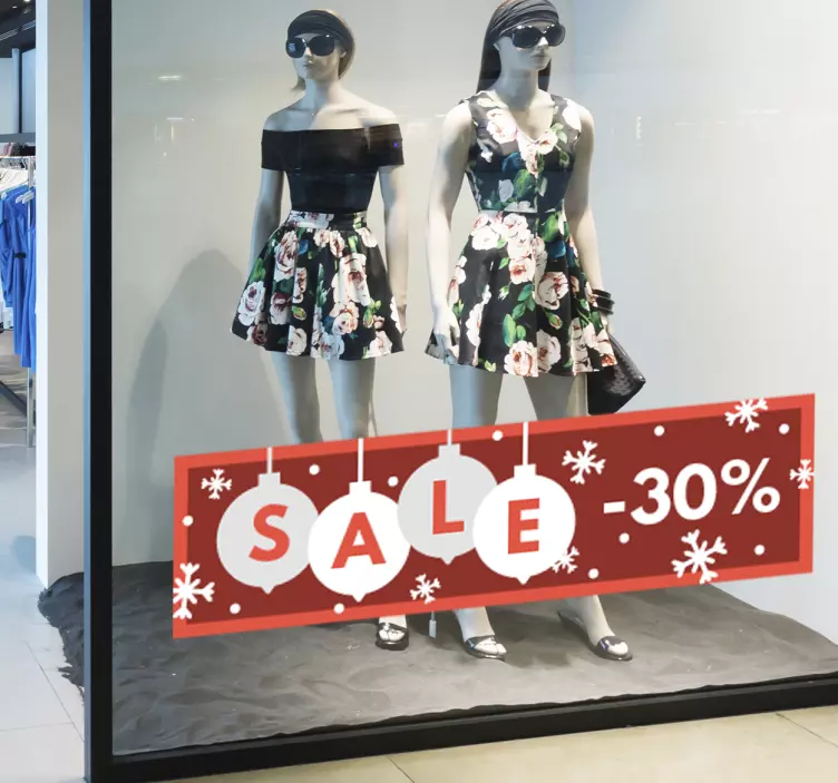 Sticker vitrine Noël affiche soldes hiver - TenStickers