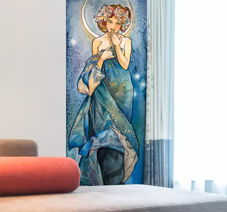 Sticker mural pour chambre Alfons Mucha La Lune - TenStickers