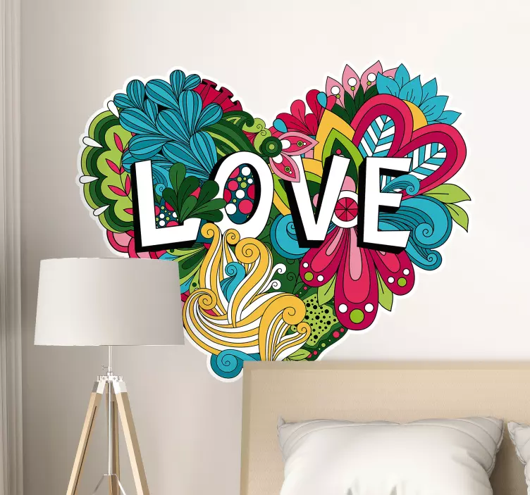 Sticker amour coeur plein de couleurs - TenStickers