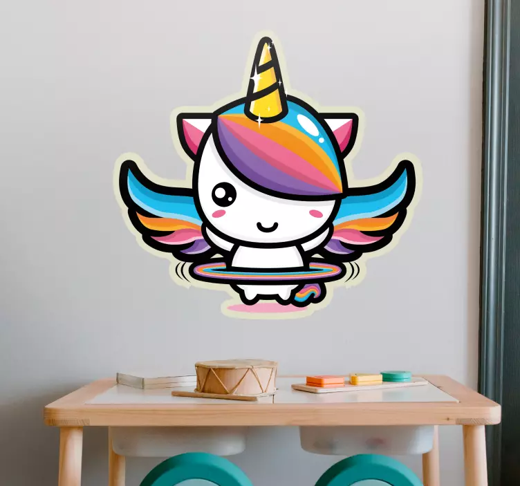 Sticker chambre enfant jolie licorne volante - TenStickers