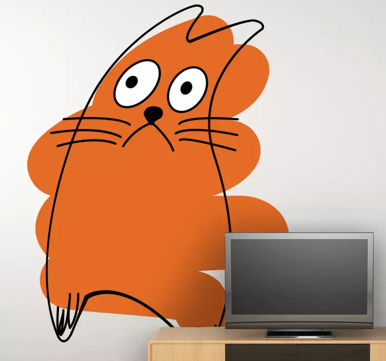 Autocollant animal de compagnie personnage de chat orange - TenStickers