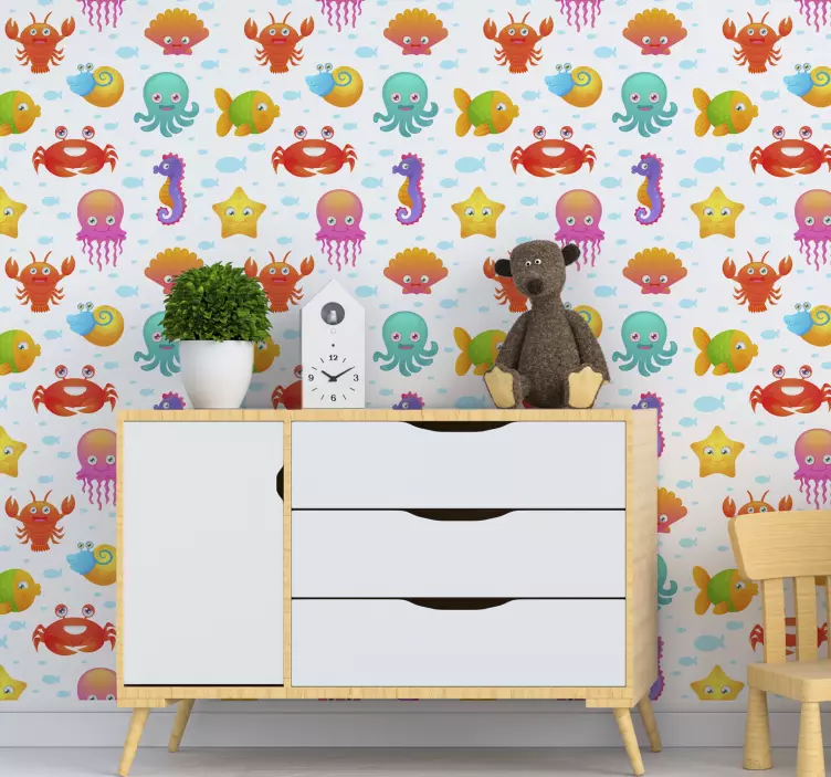 Sticker animaux de la ferme créatures océaniques colorées - TenStickers