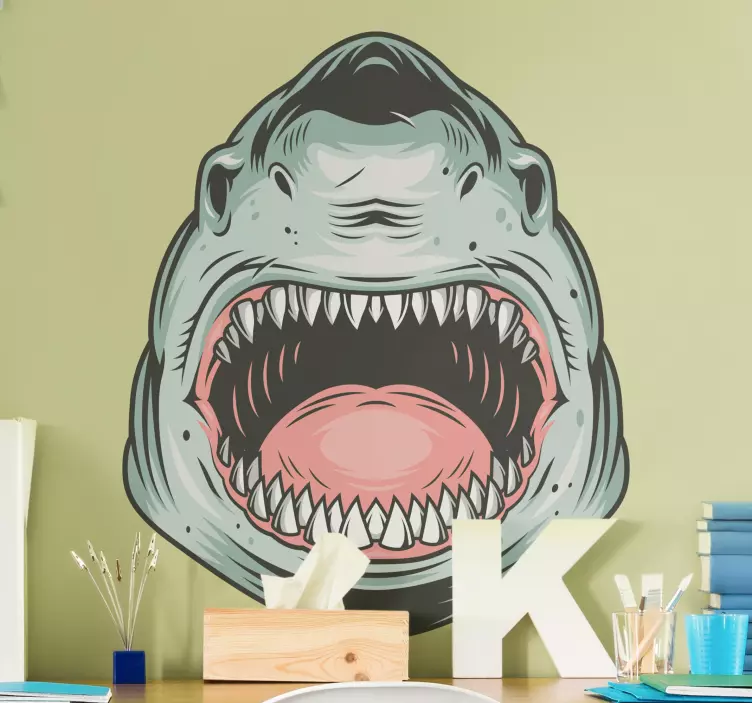 Sticker animaux sauvages tête de requin féroce - TenStickers
