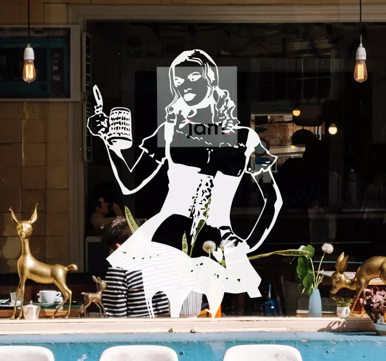 Sticker bar serveuse bière contours - TenStickers