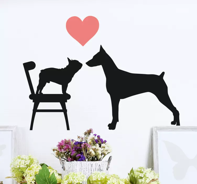 Sticker bouledogue et doberman amour - TenStickers