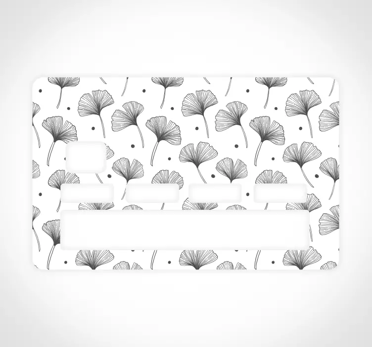 Sticker carte bancaire feuilles de ginkgo blanc - TenStickers