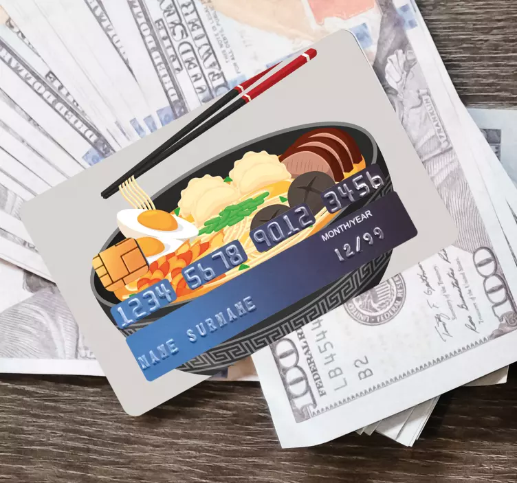 Sticker carte bancaire illustration bol de sushi - TenStickers