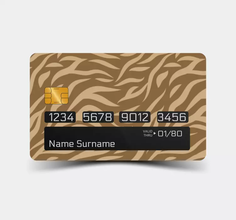 Sticker Carte de Crédit sticker peau de tigre marron et beige - TenStickers
